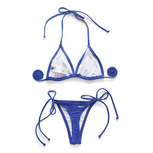 I-Glam Bikini Thong Bottom Triangle Top Brazilian String Swimsuit Dark Blue