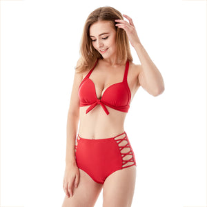 I-Glam High Waist Bikini Bathing Suit Swimwear Red