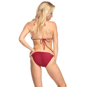 I-Glam Women Sexy Brazilian Swimwear Thong iGlam Scrunch Bottom String Bikini Wine